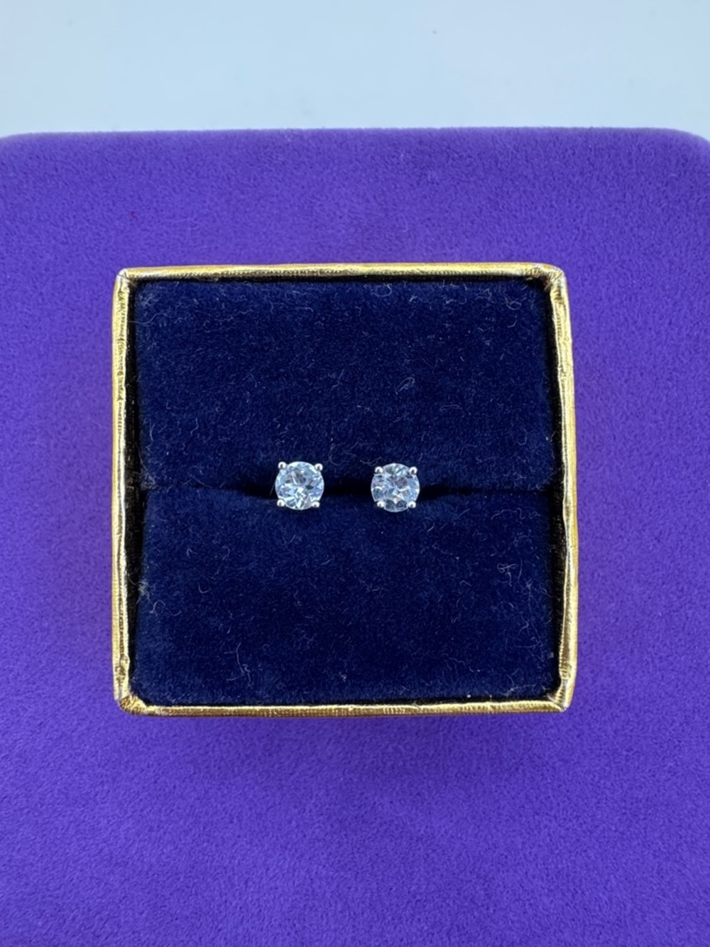 💛 Classic 925 Baby Blue Solitaire CZ Stud Earrings